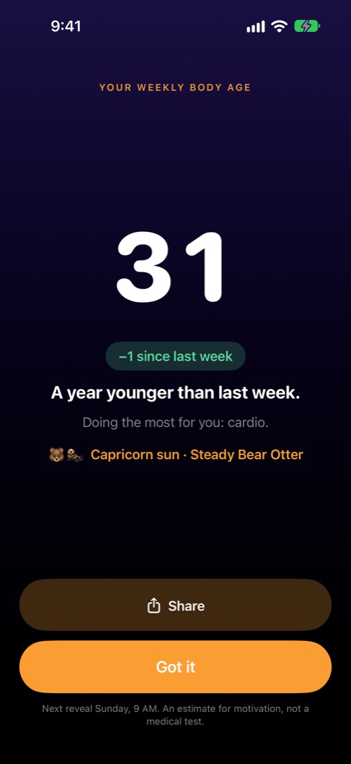 Body Age reveal
